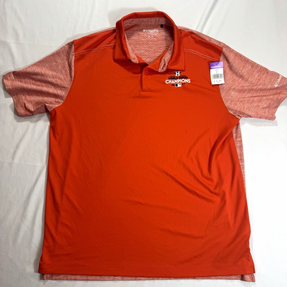 Columbia Houston Astros 2017 World Series Champions Orange Polo Shirt Mens XL